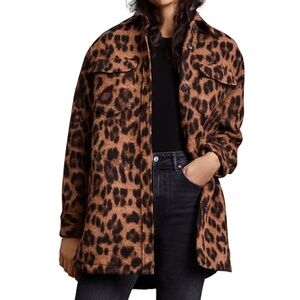 NWT AllSaints Sophie Leopard Shirt Jacket Coat, Wool Blend, Size US 6